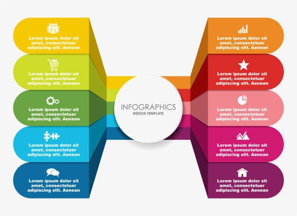 ilustraciones, imágenes clip art, dibujos animados e iconos de stock de plantilla de diseño de infografía con lugar para sus datos. ilustración vectorial. - 10