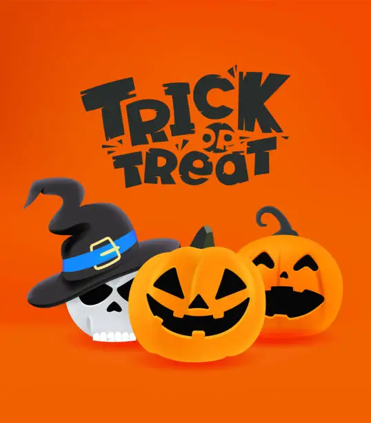 Vector illustration of Happy halloween party vector banner with holiday characters