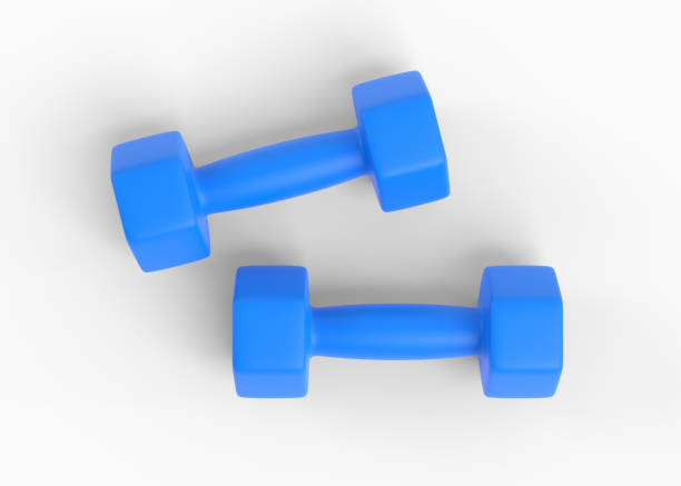 istock Two blue fitness dumbbells isolated on a white background 1341302341