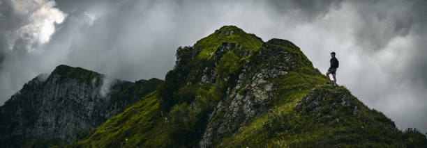 istock Travelling in misty mountains. Panoramic shot 1341303949
