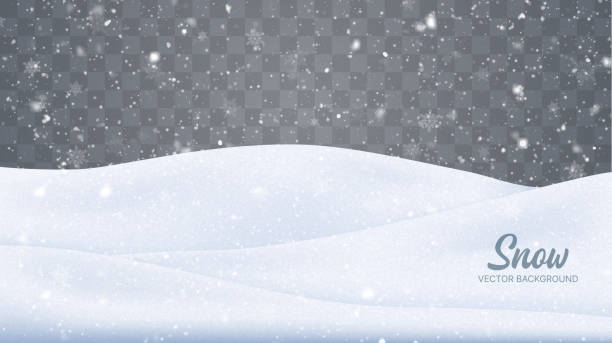 Vector snow isolated. Snowfall Vector snowfall isolated. Winter background. Snow overlay. Snowflakes, ice and snow landscape. snow stock illustrations