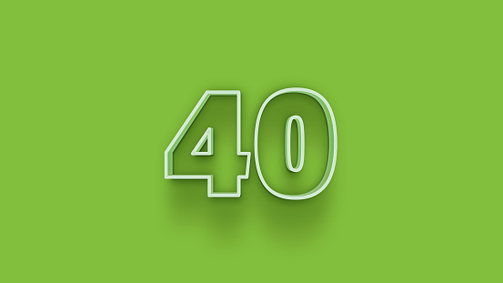 green 3d number 40 isolated on green background coupon 40 3d numbers rendering discount collection for your unique selling poster, banner ads, Christmas, Xmas sale and more