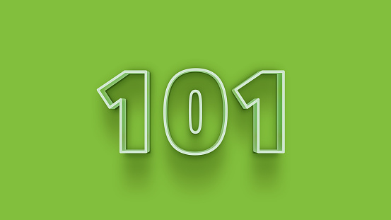 green 3d number 101 isolated on green background coupon 101 3d numbers rendering discount collection for your unique selling poster, banner ads, Christmas, Xmas sale and more