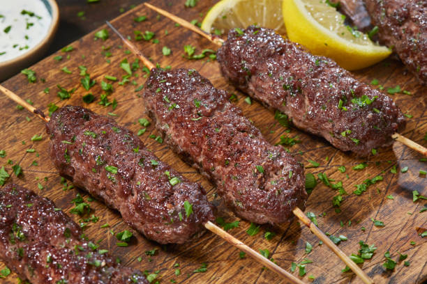 istock Beef Kofta with Tzatziki Sauce and Lemon 1341308915
