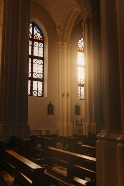 istock the windows of the Catholic church at sunset 1341308933