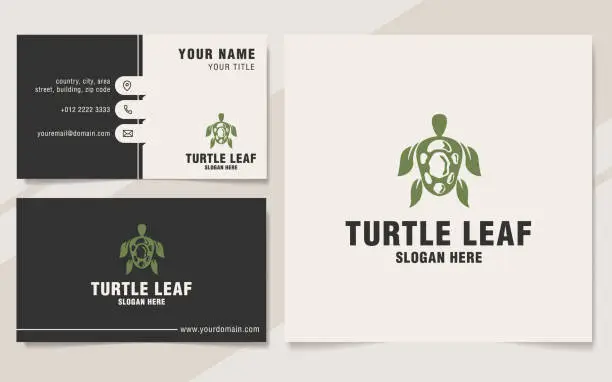 Vector illustration of Turtle leaf icon template on monogram style