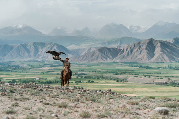 istock Eagle hunter on horse in steppe in Kyrgyzstan 1341310005