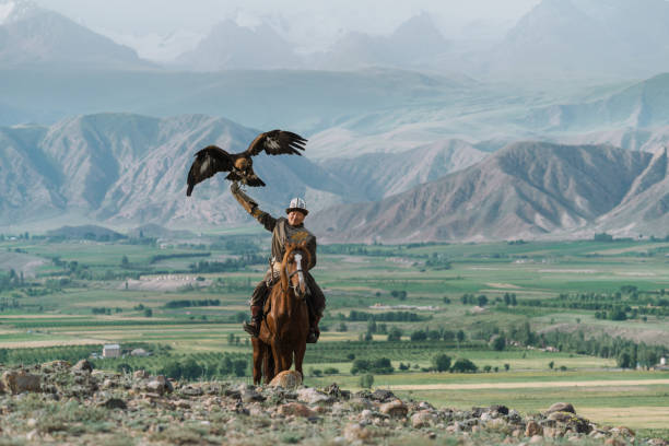 istock Eagle hunter on horse in steppe in Kyrgyzstan 1341310011
