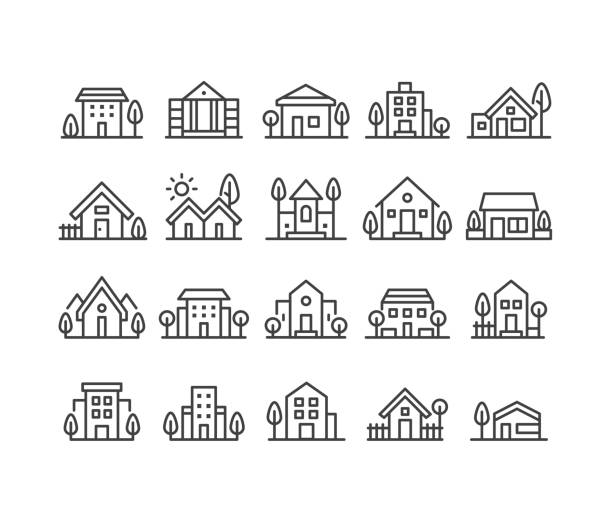 Home Icons - Classic Line Series Editable Stroke - Home - Line Icons stilt house stock illustrations