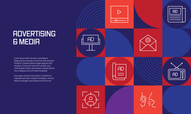 istock Advertising and Media Related Design with Line Icons. Simple Outline Symbol Icons. 1341310519
