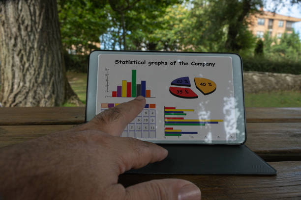 istock man working on a tablet on a wooden table in a garden with statistical graphs from a dashboard on the screen 1341316040