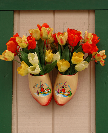 Dutch wooden shoes with flowers