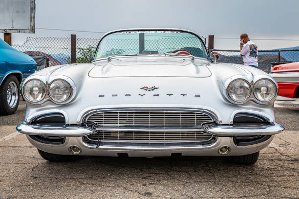 Virginia City, NV - July 31, 2021: 1961 Chevrolet Corvette Convertible Sports Car at a local car show.