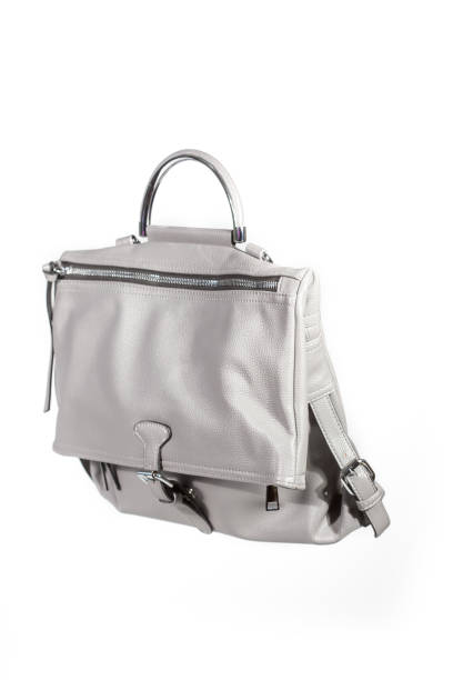 istock Gray eco leather office handle bag on white background 1341327866