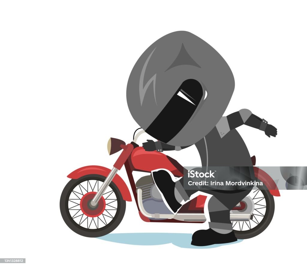 Biker Cartoon Child Illustration Stamps His Feet Sports Uniform And Helmet  Cool Motorcycle Chopper Bike Funny Motorcyclist Isolated On Background  Vector Stock Illustration - Download Image Now - iStock