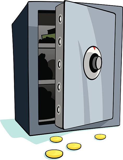 Bank safe vector art illustration