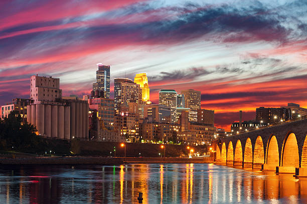 Minneapolis Image of Minneapolis downtown at twilight. minneapolis stock pictures, royalty-free photos & images
