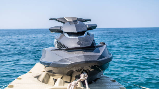 istock Jetski at the beach under cloudy sky stock photo 1341344532