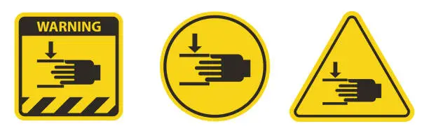 Vector illustration of Crush hazard Mind your hands Sign