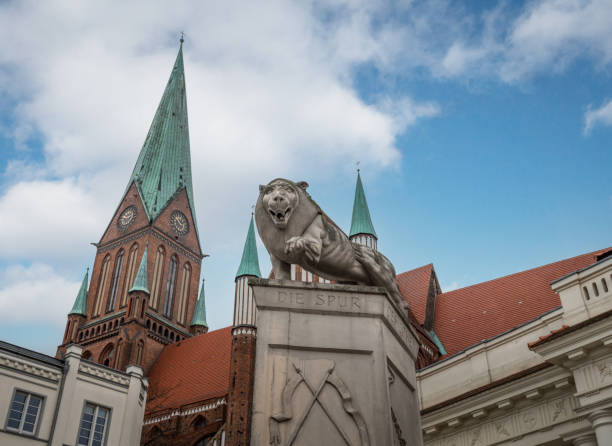 istock Henry the Lion Monument at Marktplatz - Schwerin, Germany 1341346233