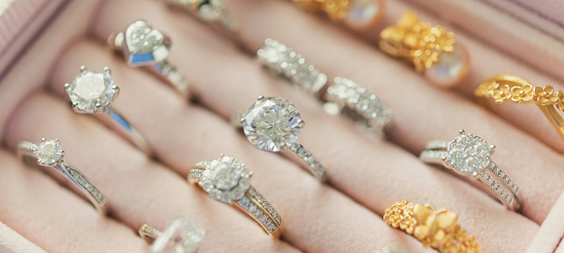 Jewelry diamond rings in box