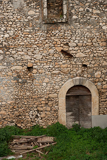 Old main door in Italy near Rome stock photo