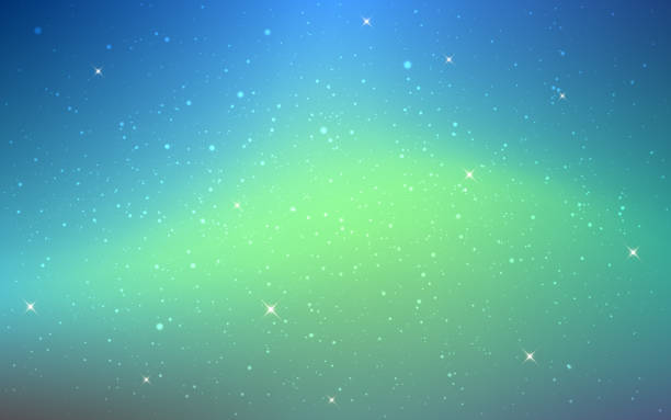 Aurora background. Space texture with northern lights. Color starry cosmos with nebula. Blue and green glow. Magic universe with stars. Beautiful cosmic wallpaper. Vector illustration Aurora background. Space texture with northern lights. Color starry cosmos with nebula. Blue and green glow. Magic universe with stars. Beautiful cosmic wallpaper. Vector illustration. aurora borealis abstract stock illustrations