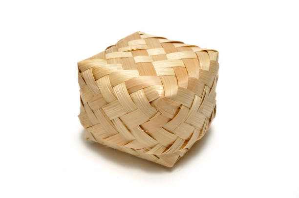 istock Traditional containers made of bamboo white background 1341356888