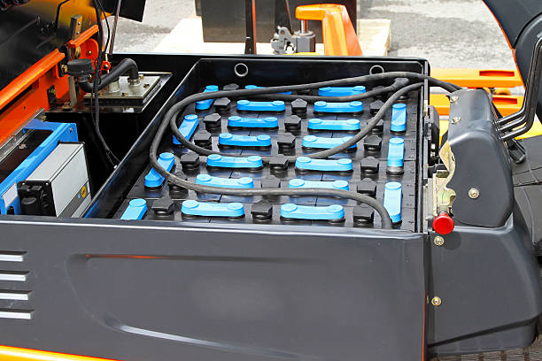 carrello elevatore a forca batterie - batteria fornitura di energia foto e immagini stock