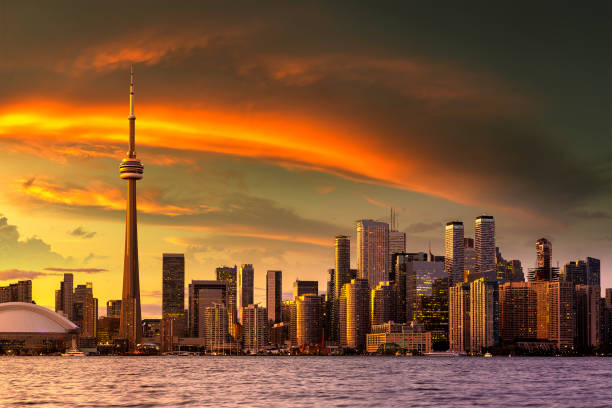 istock Toronto skyline at sunset, Canada 1341357508