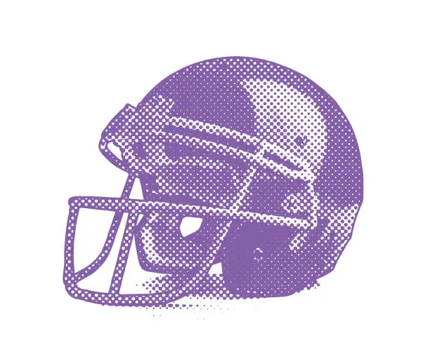 Vector illustration of American football helmet with half tone dot pattern