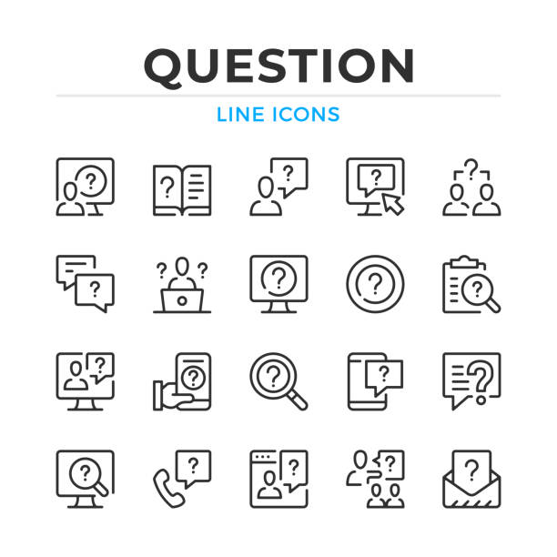 Question line icons set. Modern outline elements, graphic design concepts. Stroke, linear style. Simple symbols collection. Vector line icons - ilustração de arte vetorial