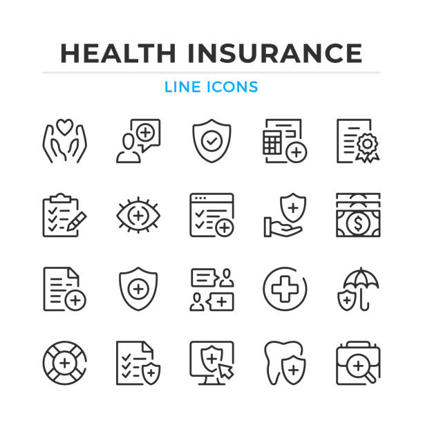 Health insurance line icons set. Modern outline elements, graphic design concepts. Stroke, linear style. Simple symbols collection. Vector line icons Health insurance line icons set. Modern outline elements, graphic design concepts. Stroke, linear style. Simple symbols collection. Vector line icons life insurance stock illustrations