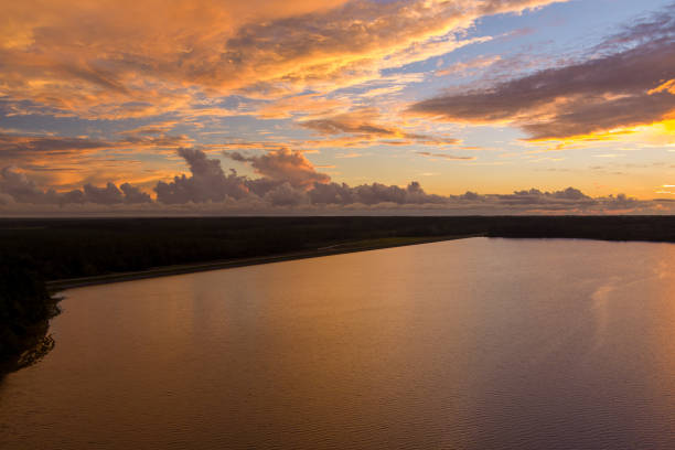 istock Big Creek Lake at sunset in September 1341365624