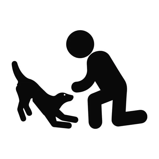 Vector illustration of Dog trainer, dog training, obedience training, pet coaching, pet training icona