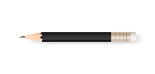 柔らかい影を持つ白い背景に黒い鉛筆。 - paper writing instrument pencil writing点のイラスト素材／クリップアート素材／マンガ素材／アイコン素材