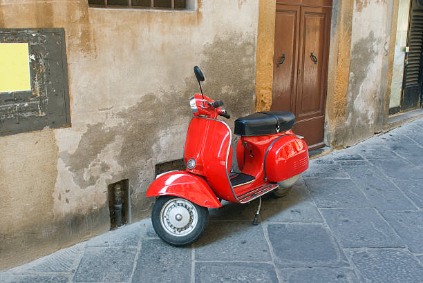 istock Red italian vintage scooter in Volterra 134137318