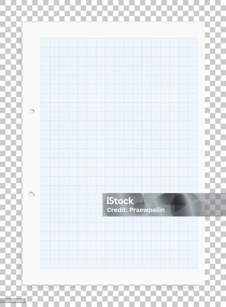 Graph Paper Sheet With Blue Pattern On Transparent Background And Soft ...
