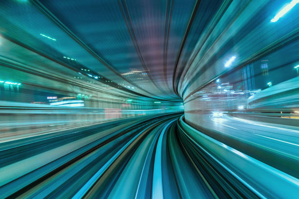 istock Futuristic High Speed Train Motion Blur Abstract Tokyo Japan 1341376944