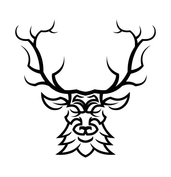 Vector illustration of Deer or doe head silhouette