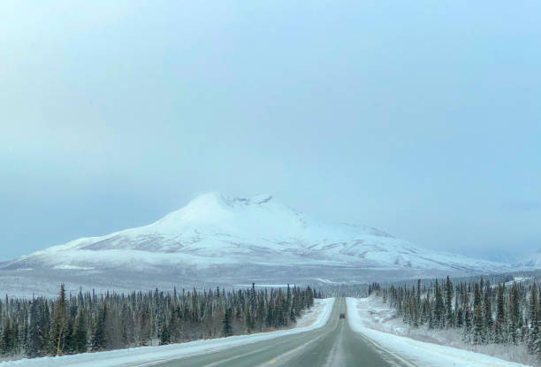 istock Winter Road and in Alaska With Mountains 1341380835