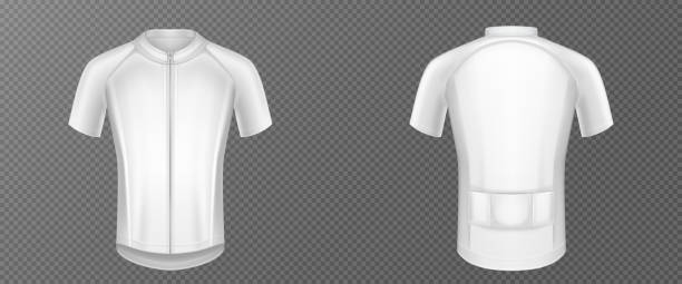 istock Cycling jersey, white bike t-shirt vector mockup 1341381661