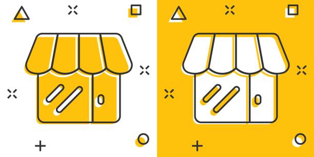 istock Mall icon in comic style. Store cartoon vector illustration on white isolated background. Shop splash effect business concept. 1341382036