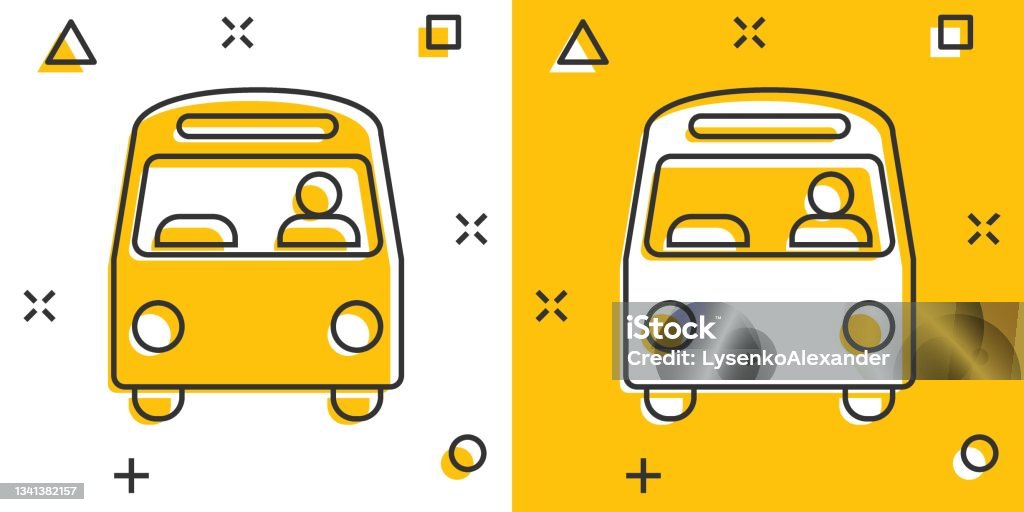 Bus Icon In Comic Style Coach Cartoon Vector Illustration On White Isolated  Background Autobus Vehicle Splash Effect Business Concept Stock  Illustration - Download Image Now - iStock