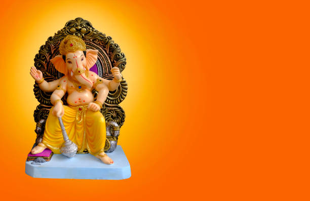 istock Hindu God Ganesha on colorful background, with copy space 1341385047