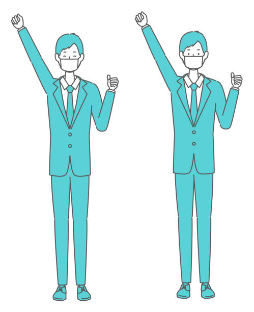 A man in a suit wearing a mask to do his best and support A man in a suit wearing a mask to do his best and support slenderman fictional character stock illustrations