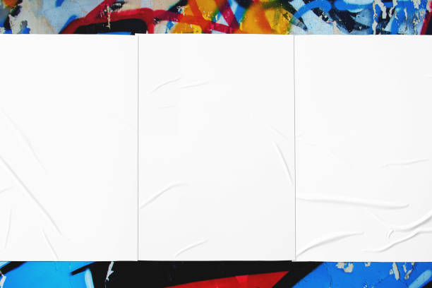 istock urban wall texture with three wrinkled glued poster templates 1341387281