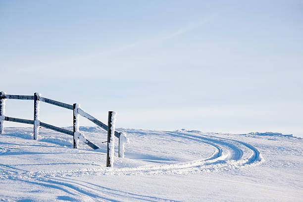 istock Tracks around a wooden fence 134138834