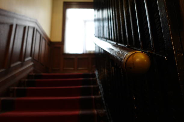 istock ancient wooden stairs and railing 1341391385