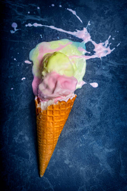 istock Melted ice cream lying on the ground 1341393348